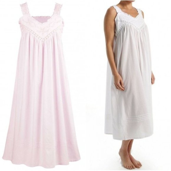 La Cera Other - LA CERA Womens Nightgown Chemise Cotton Woven Embroidered Pinafore Gown Pink M